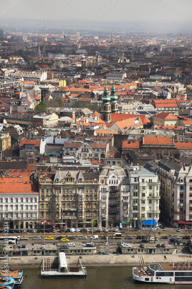 Fototapeta premium Lower quay (Belgrade quay) of Danube river in Budapest. Hungary