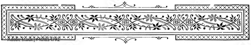 Abstract ornament, chapter separator in a book. Illustration of the 19th century. White background.
