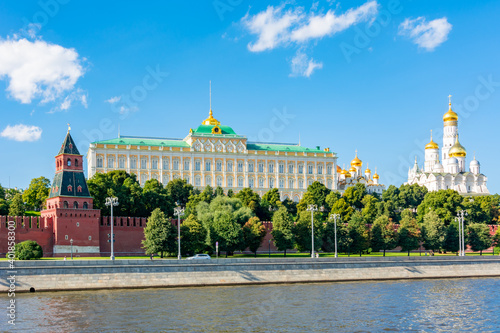 Moscow Kremlin with Grand Kremlin palace and Ivan the Great Bell tower, Russia