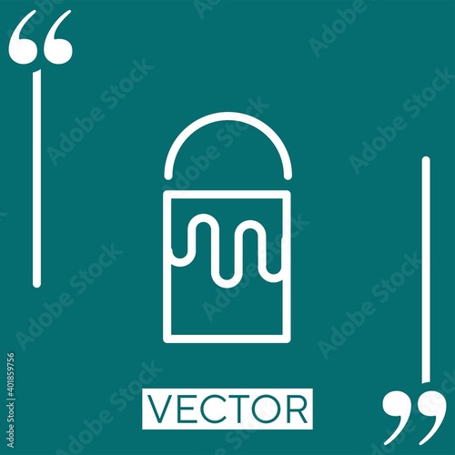 paint bucket with paint spills vector icon Linear icon. Editable stroke line
