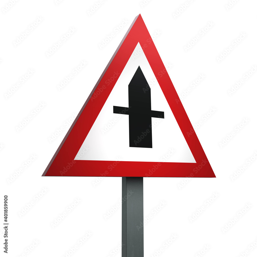 3D Render Road Sign of Crossroads Isolated on a White Background 3D Render Road Sign of Crossroads Isolated on a White Background