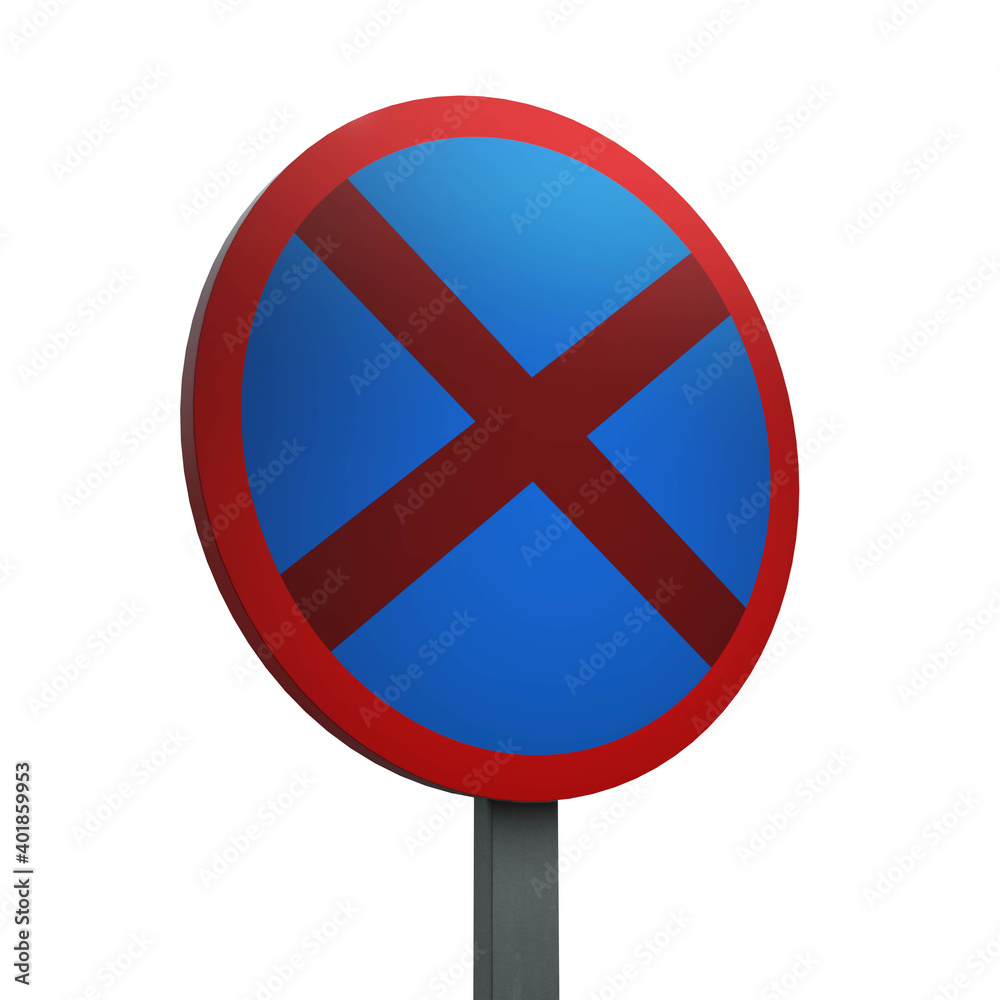 3D Render Road Sign of No stopping Isolated on a White Background 3D Render Road Sign of No stopping Isolated on a White Background