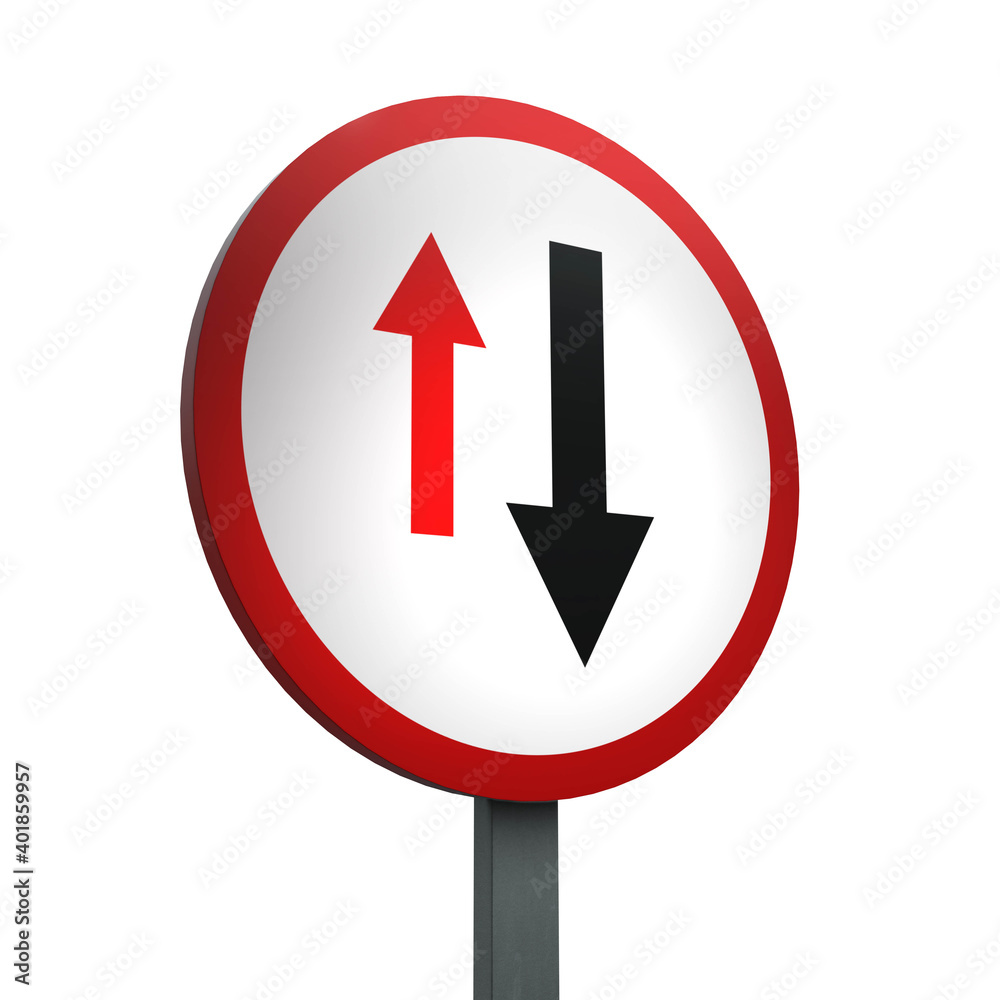 3D Render Road Sign of Give priority to vehicles from opposite direction Isolated on a White Background 3D Render Road Sign of Give priority to vehicles from opposite direction Isolated on a White Background
