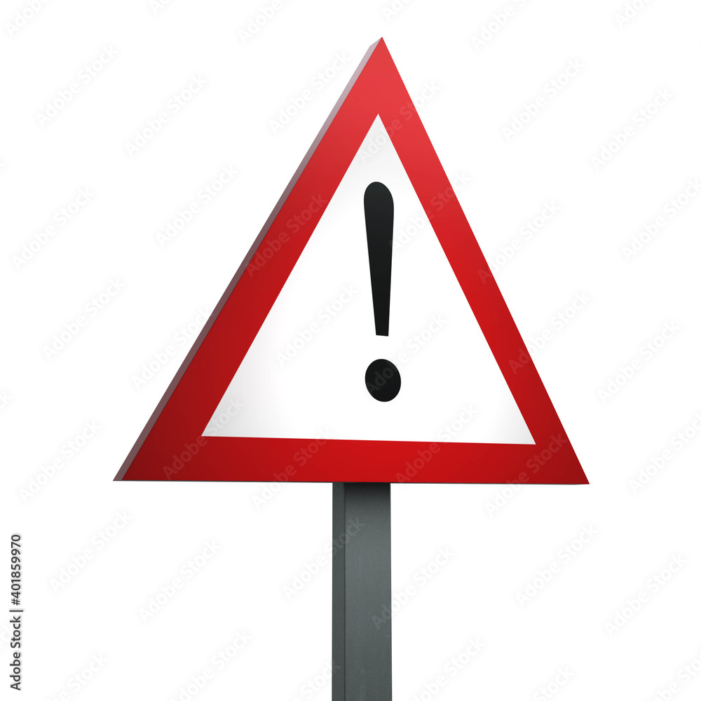 3D Render Road Sign of Other danger Isolated on a White Background 3D Render Road Sign of Other danger Isolated on a White Background