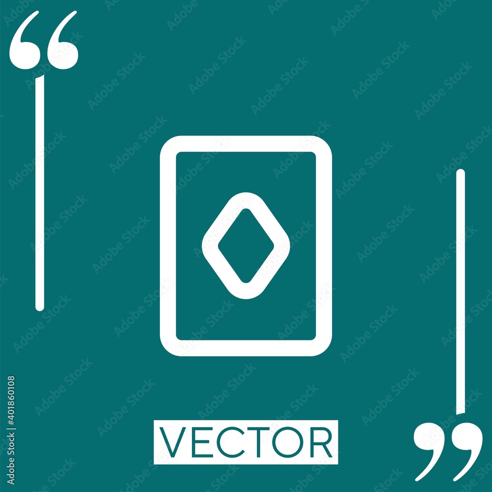 playing card outline with diamond rhomb Linear icon. Editable stroke line playing card outline with diamond rhomb Linear icon. Editable stroke line
