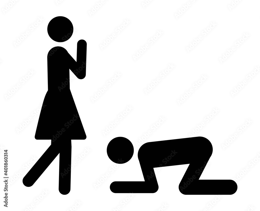 Female worship, simping or celebrity idolization flat vector icon for ...