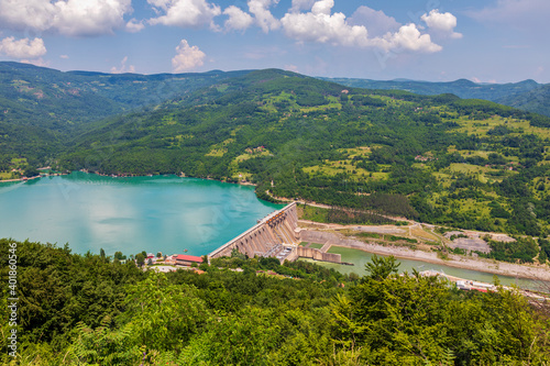 Hydroelectric power plant Bajina Basta. Perucac lake and the dam on the Drina river, Serbia.