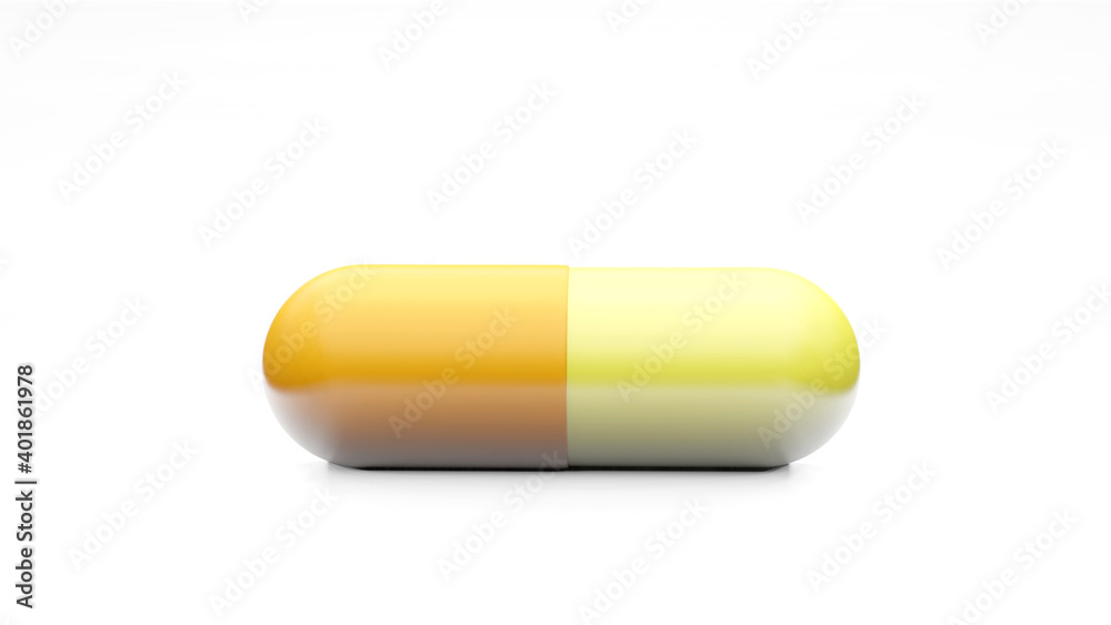 Capsules isolated on white background . Medical Pill Icon Closeup Isolate , Three dimensions