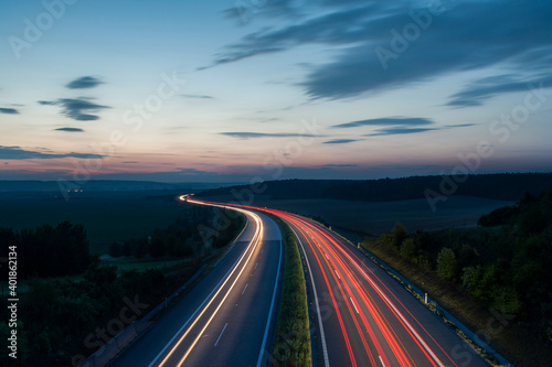 Bild auf Leinwand highway at sunset