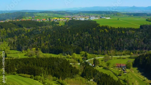 Aerial view around the old town of the city Rosenfeld on a sunny day  in spring photo