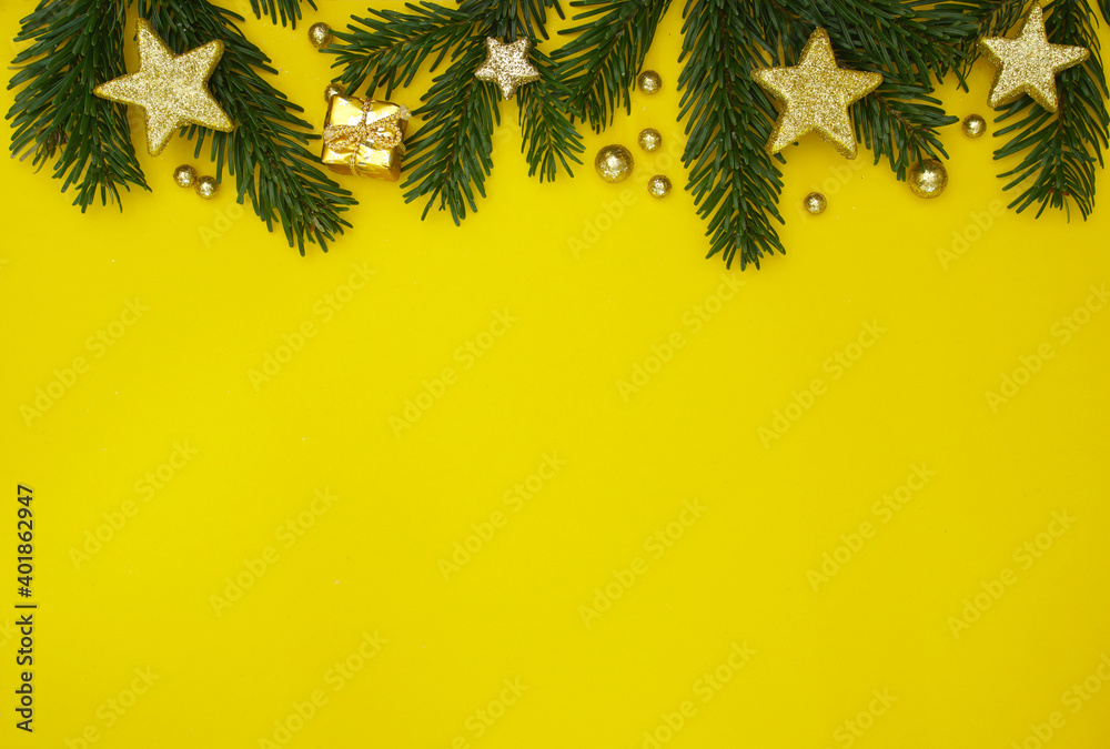 Christmas background in yellow and gold