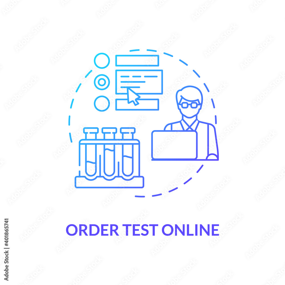 Ordering test online concept icon. Lab test ordering step idea thin