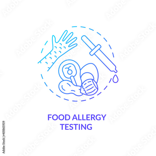 Food allergy testing concept icon. Top testing category idea thin line illustration. Identifying sensitivities, allergies. Liquid food extract drop on skin. Vector isolated outline RGB color drawing