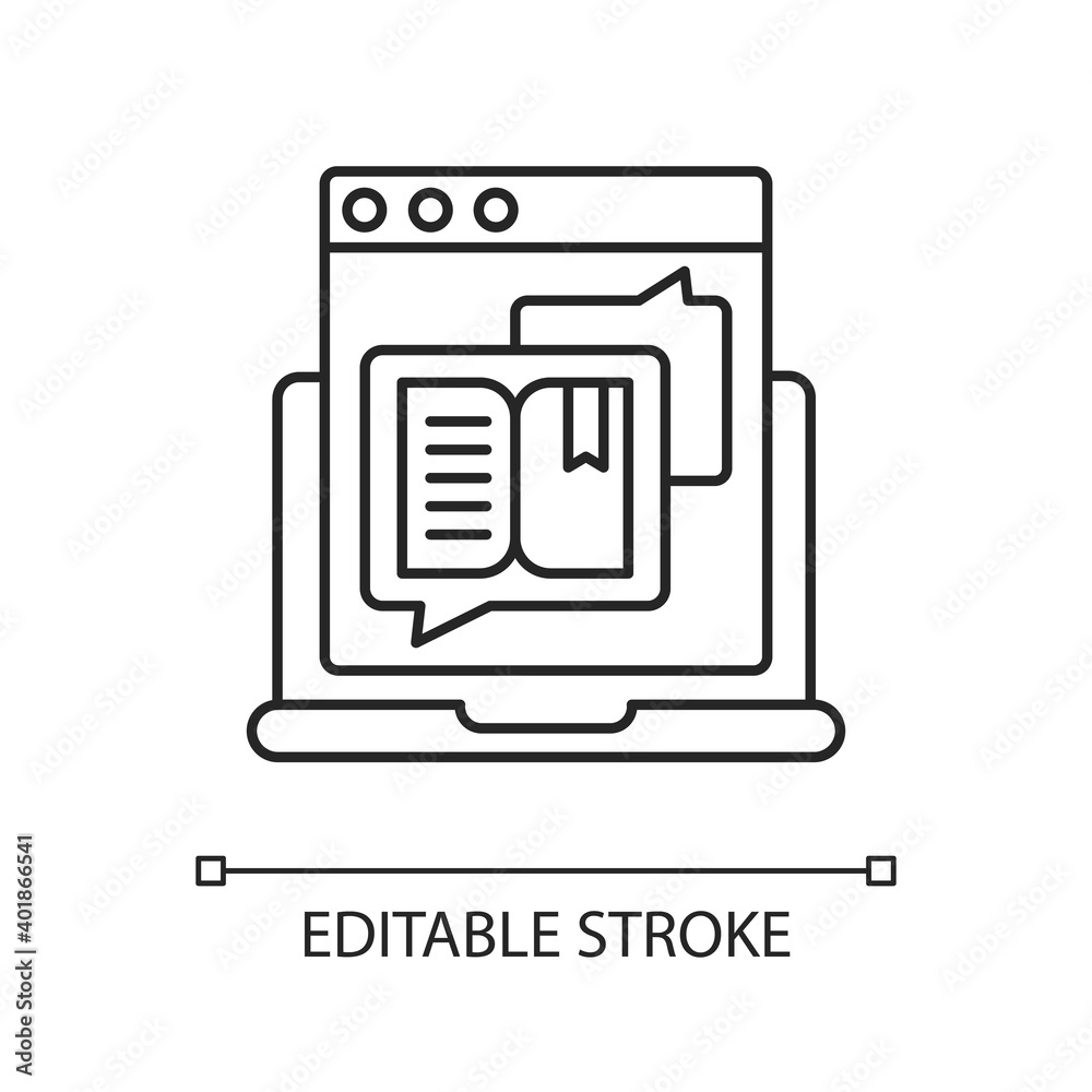 Storytelling linear icon. Social media content. Online visual presentation. Internet publication. Thin line customizable illustration. Contour symbol. Vector isolated outline drawing. Editable stroke Storytelling linear icon. Social media content. Online visual presentation. Internet publication. Thin line customizable illustration. Contour symbol. Vector isolated outline drawing. Editable stroke