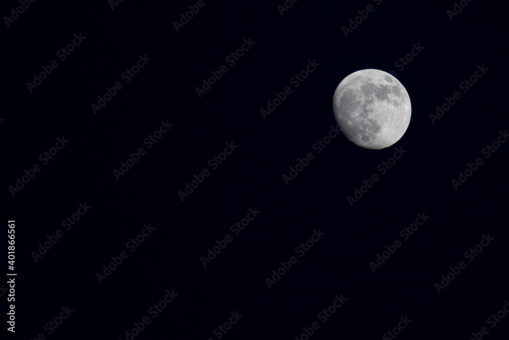 Not a full moon. The moon at night. Not a full moon. The moon at night.