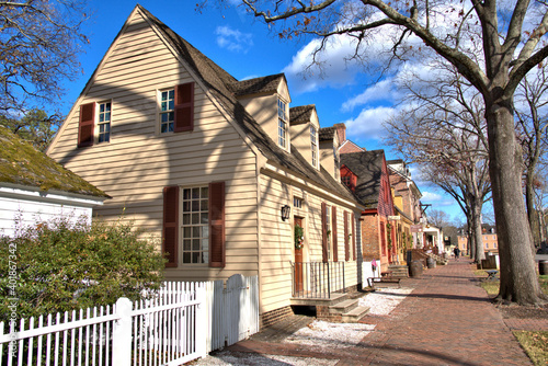 Row of Colorful colonial homes in Virginia