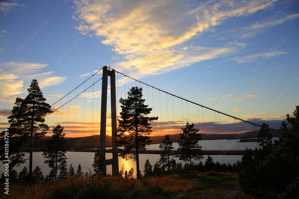 bridge in sweden at sunset