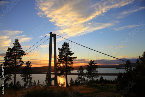 Fototapeta Naklejka Na Ścianę i Meble -  bridge in sweden at sunset