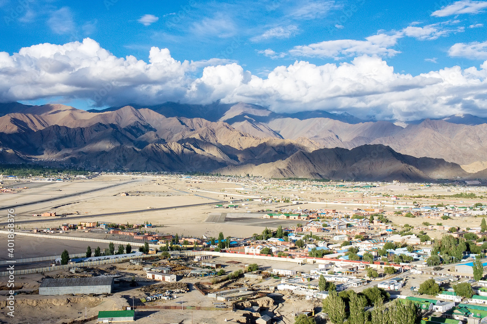 Village high in the mountains, Tibetan village, Ladakh, Himalayan panoramas, North India, Zanskar, Tibet