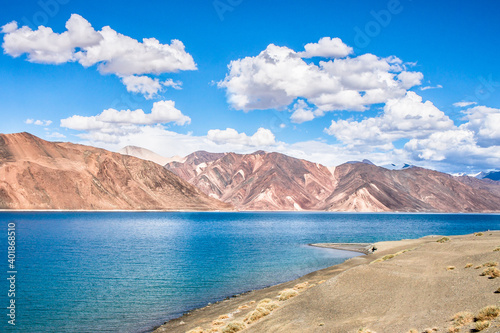 Lake Bangong, Ladakh, border with China, Panoramas of the Himalayas, North India, Zanskar, Tibet, lake in the mountains