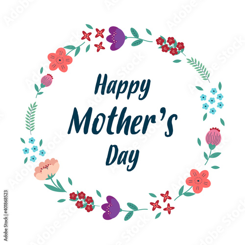 happy mothers day floral greeting card  vector illustration