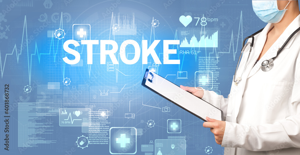 young doctor writing down notes with STROKE inscription, healthcare concept young doctor writing down notes with STROKE inscription, healthcare concept