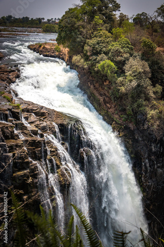 victoria falls during dry season  sambesi  zimbabwe  waterfall