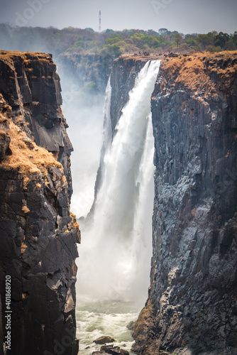 victoria falls during dry season  zimbabwe  sambesi  waterfall