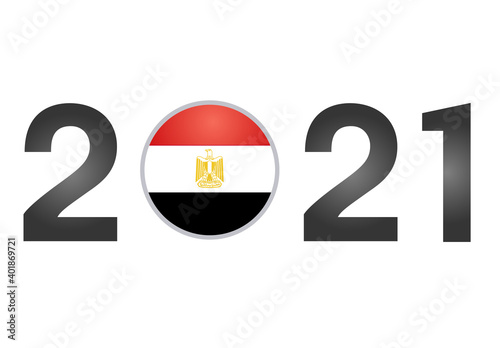 New Year 2021 with Egypt  Flag Isolated on White Background - Vector Illustration