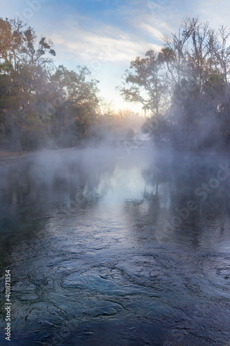 Cold Winter Morning Sunrise at Wekiwa Spring State Park Central Florida