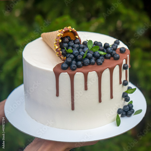 delicious cake with berries