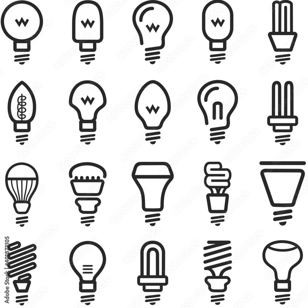 Light bulb icons set Light bulb icons set