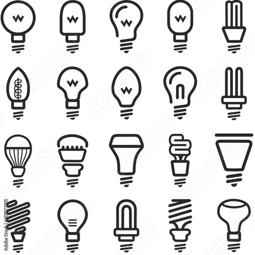 Light bulb icons set