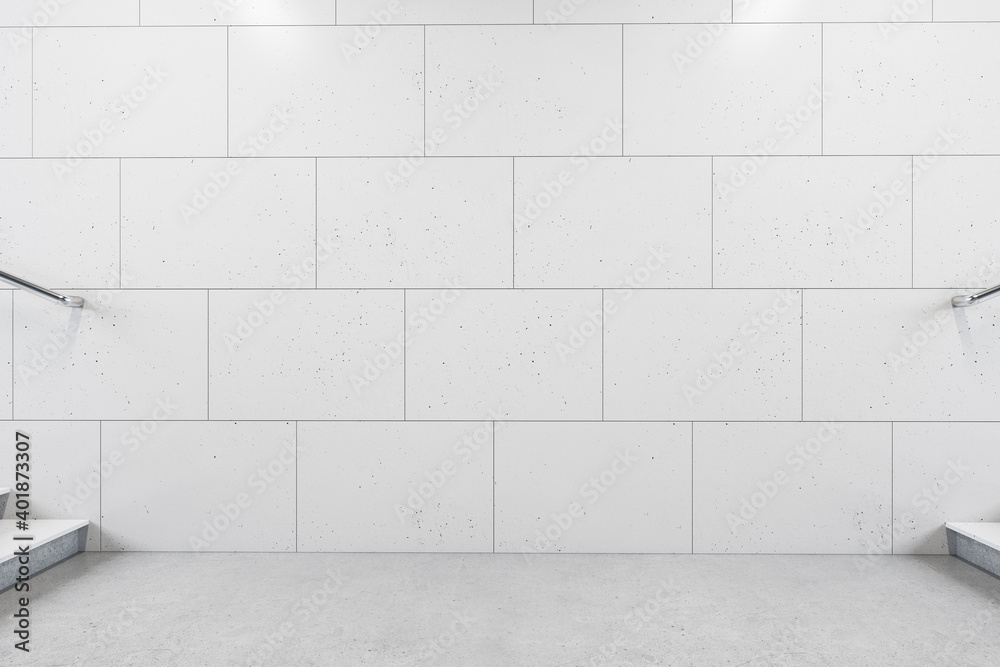 Modern subway station with blank wall and staircase. Modern subway station with blank wall and staircase.