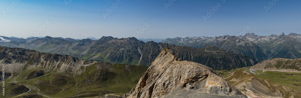 Panoramatic view from Tirol Alps by Ischgl.