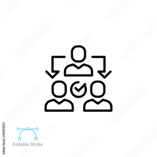 Assignment, Delegate, Delegating, Distribution Business line icon.  assistant group management. team work transfer job  communication Logo solid vector illustration design on white background. EPS 10