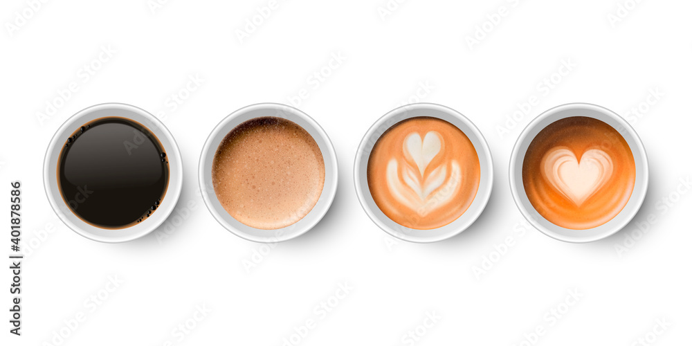 Set realistic paper white disposable cups Vector Image