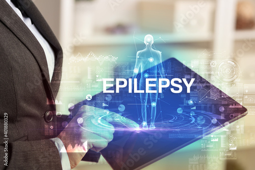 Electronic medical record with EPILEPSY inscription, Medical technology concept