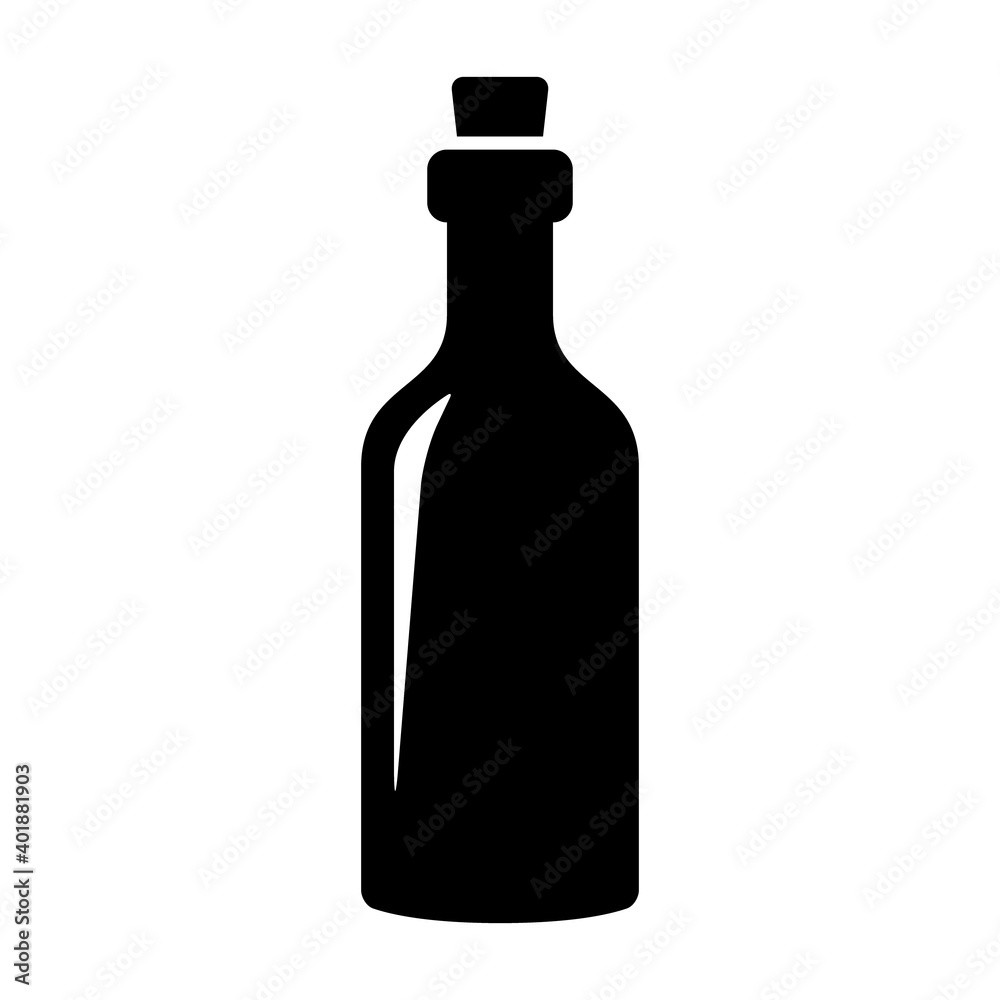 Simple bordeaux glass bottle with cork flat vector icon for apps and websites Simple bordeaux glass bottle with cork flat vector icon for apps and websites