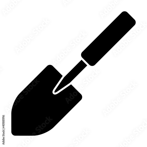 Small garden hand trowel for gardening flat vector icon for apps and websites