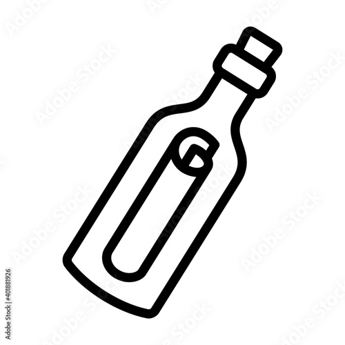 Message or letter in a bottle line art vector icon for apps and websites