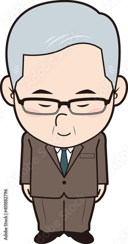 お辞儀するシニア男性会社員