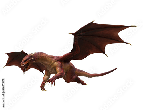 3d ilustration red dragon wyverns