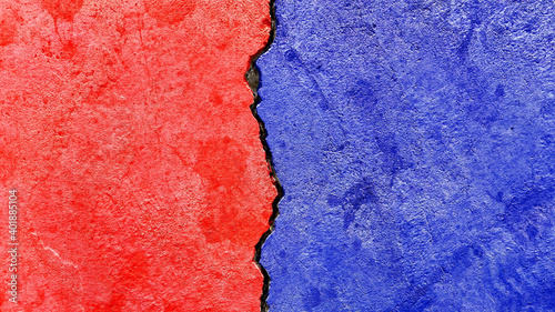 A closeup of red and blue colored background - concept conflicts between republican party versus democratic party