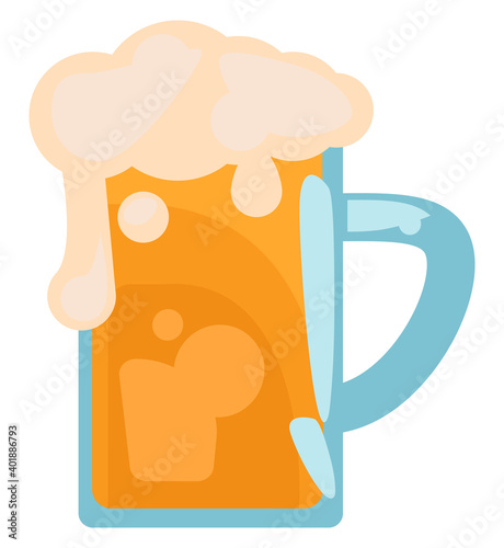 Pint of beer, illustration, vector on a white background.