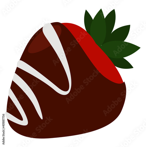 Strawberry dipped in chocolate, illustration, vector on a white background.