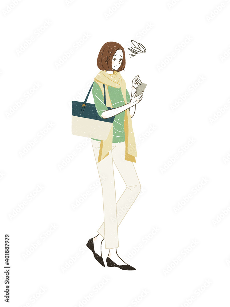 スマートフォンを見ている女性 スマートフォンを見ている女性