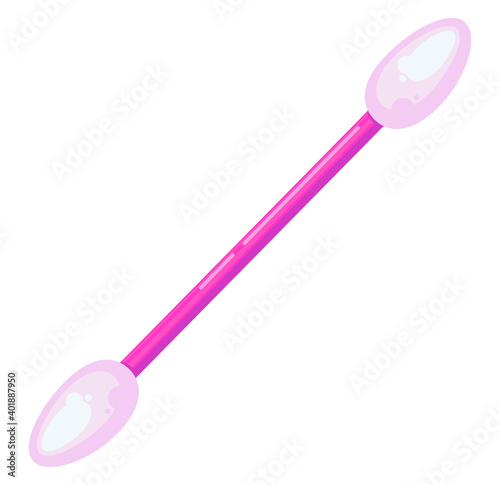 Pink cotton swab, illustration, vector on a white background.