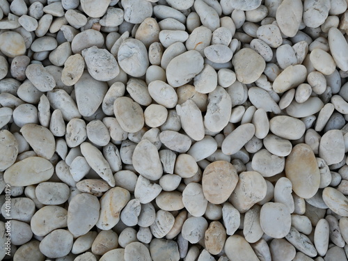 white pebble or stone gravel in garden.