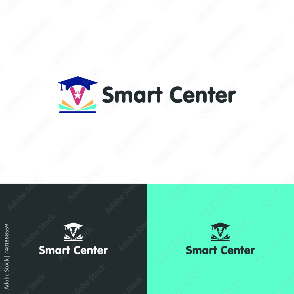Education and academy letter V logo concept with opened book, star, and graduation cap. Course and training logo style vector template Education and academy letter V logo concept with opened book, star, and graduation cap. Course and training logo style vector template